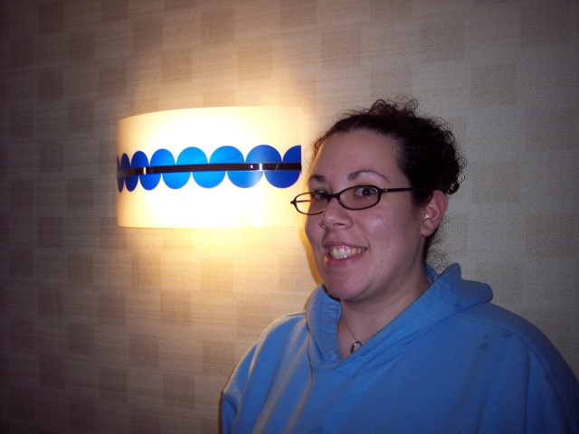 Michelle looking cute by a cool light in Memphis.