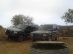 The two vehicles at the traditional stop at the Gardner Canyon Cess Pool.