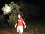 Jack, illuminated by the driving lights.