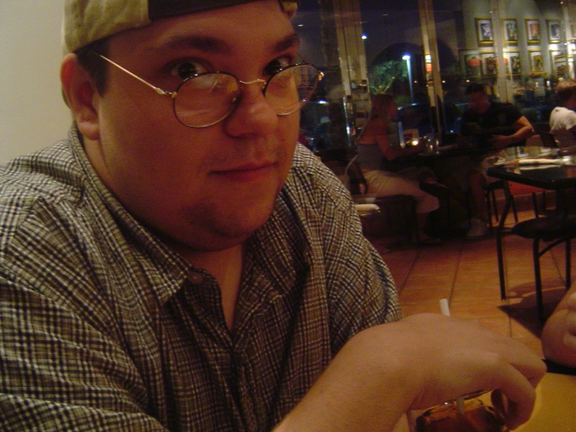 I am glaring at Jack as he photographs me at CPK.