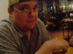 I am glaring at Jack as he photographs me at CPK.
