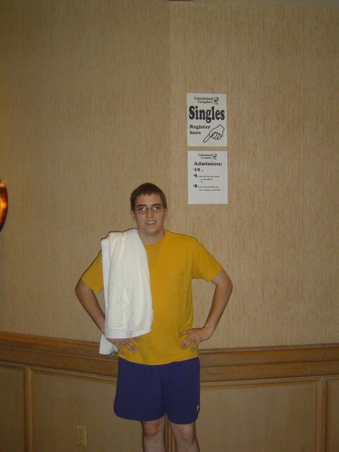 "Let's go to the lobby," she said.  We intruded upon a singles dance.