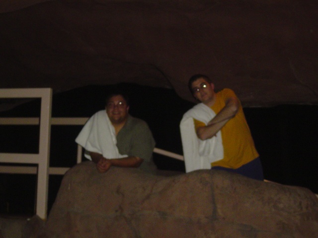Posing at the fake lagoon.