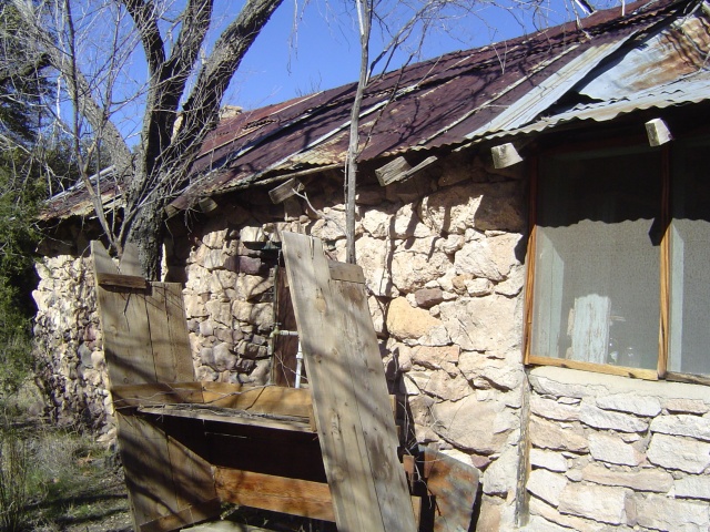 A close up of the 100 year old cabin.
