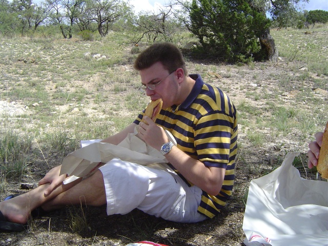 Drew eating lunch.