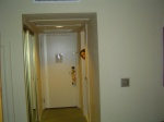 Nicole trying to hide after using the loo.