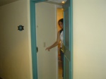 Nicole still hiding, post-loo.