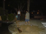 Nicole kicking sand at me. How mean.