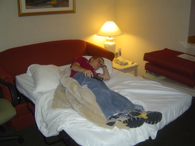 Jack waiting to leave the Fabulous Radisson Woodlands.