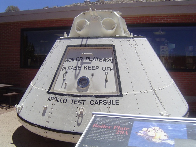 An Apollo "test capsule."  It's like a tin can.  No wonder early astronatus got so many girls, you'd have to be a stud to live in it.