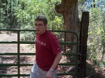 Jack preparing to open a gate.