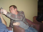 Phil is comically noting to me who the caller is.